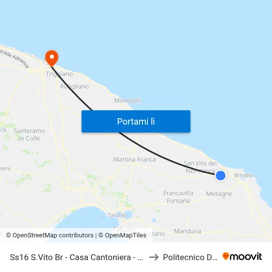 Ss16 S.Vito Br - Casa Cantoniera - Dir. S. Vito to Politecnico Di Bari map