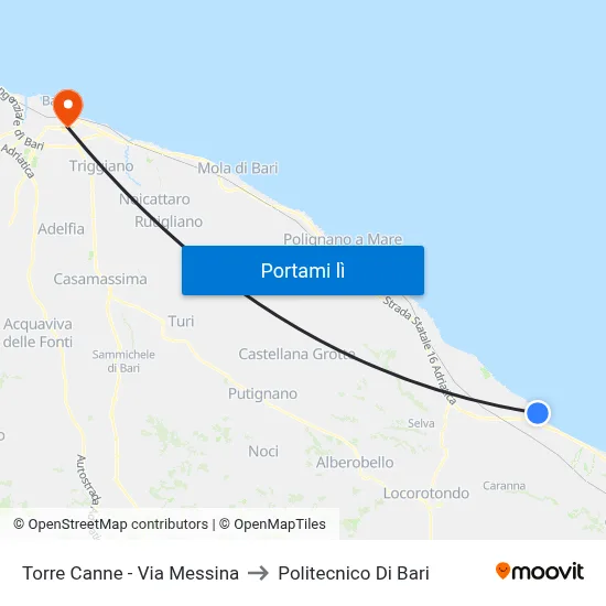 Sp48 - Cimitero S.Vito - Direzione S. Vito to Politecnico Di Bari map