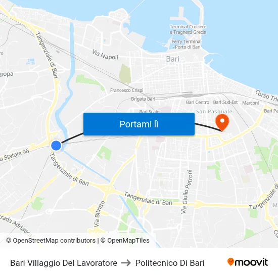 Bari Villaggio Del Lavoratore to Politecnico Di Bari map