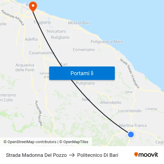 Strada Madonna Del Pozzo to Politecnico Di Bari map
