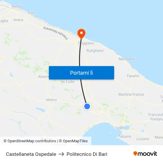 Castellaneta Ospedale to Politecnico Di Bari map