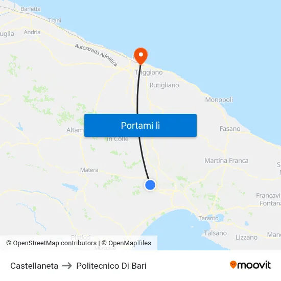 Castellaneta to Politecnico Di Bari map