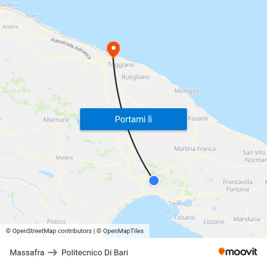 Massafra to Politecnico Di Bari map