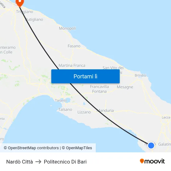 Nardò Città to Politecnico Di Bari map