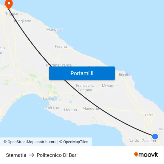 Sternatia to Politecnico Di Bari map