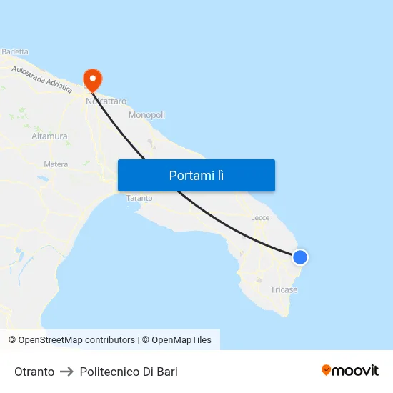 Otranto to Politecnico Di Bari map