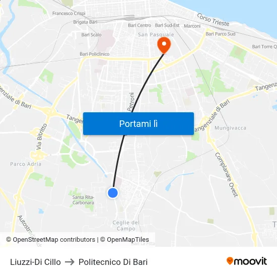 Liuzzi-Di Cillo to Politecnico Di Bari map