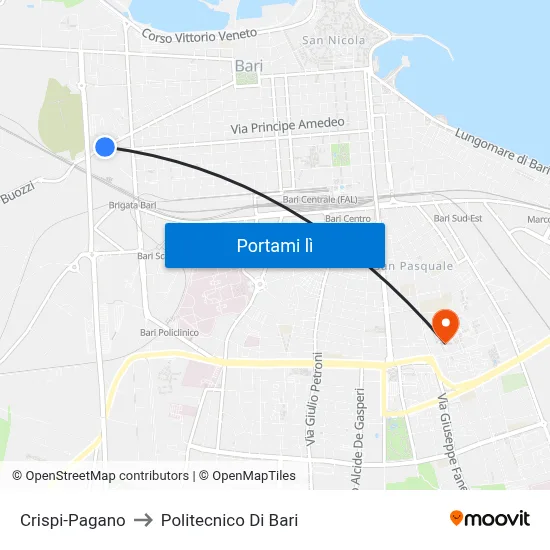 Crispi-Pagano to Politecnico Di Bari map