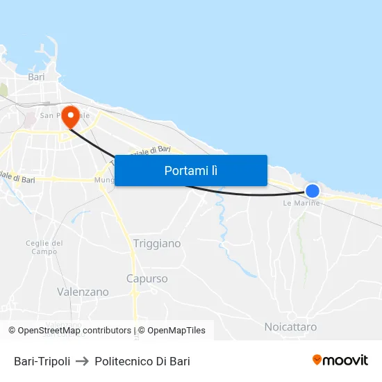 Bari-Tripoli to Politecnico Di Bari map
