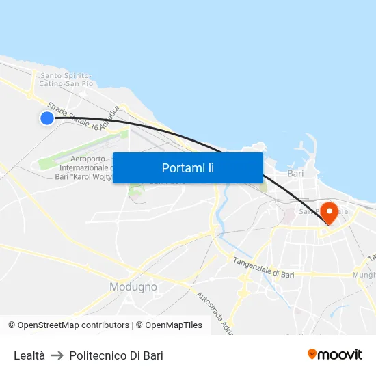 Lealtà to Politecnico Di Bari map