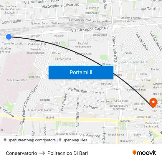 Conservatorio to Politecnico Di Bari map