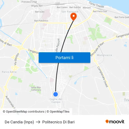 De Candia (Inps) to Politecnico Di Bari map