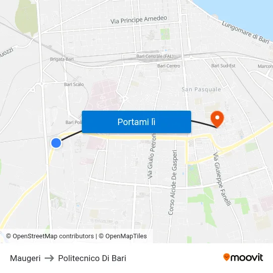 Maugeri to Politecnico Di Bari map