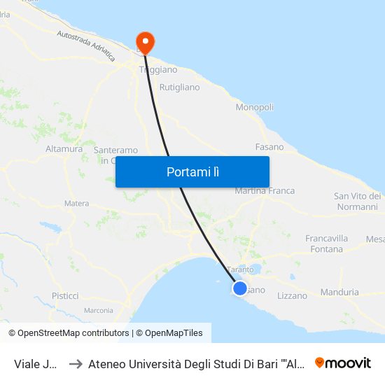 Viale Jonio to Ateneo Università Degli Studi Di Bari ""Aldo Moro"" map