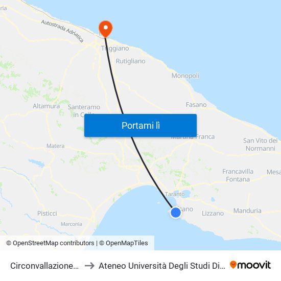Circonvallazione Dei Fiori, 5 to Ateneo Università Degli Studi Di Bari ""Aldo Moro"" map