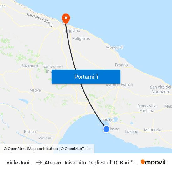 Viale Jonio 11 to Ateneo Università Degli Studi Di Bari ""Aldo Moro"" map