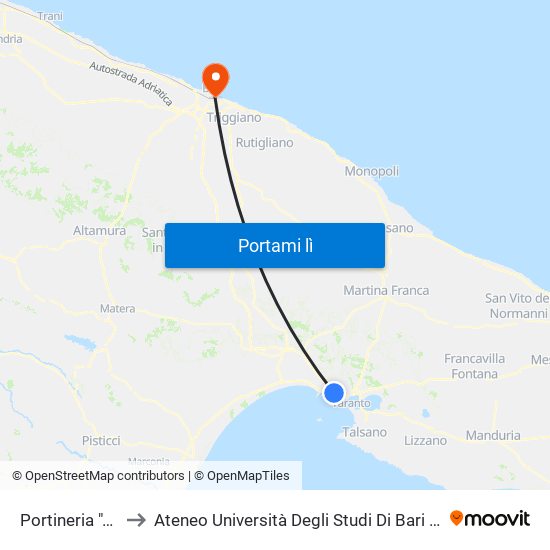 Portineria "A" Ilva to Ateneo Università Degli Studi Di Bari ""Aldo Moro"" map