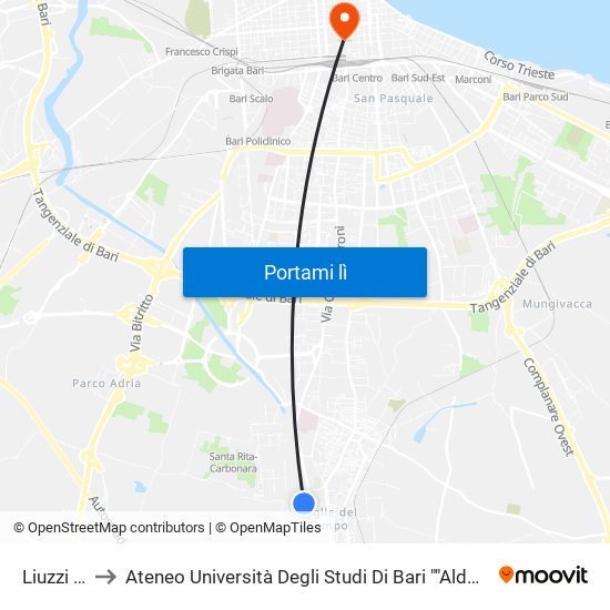 Liuzzi 95 to Ateneo Università Degli Studi Di Bari ""Aldo Moro"" map
