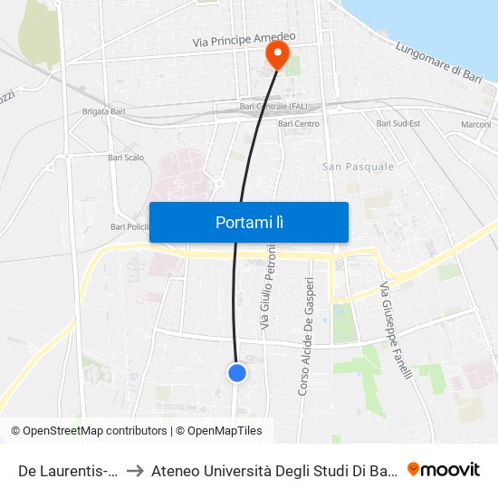 De Laurentis-Gandhi to Ateneo Università Degli Studi Di Bari ""Aldo Moro"" map