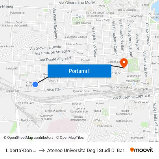 Liberta'-Don Bosco to Ateneo Università Degli Studi Di Bari ""Aldo Moro"" map