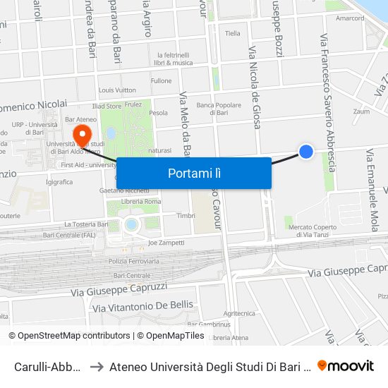 Carulli-Abbrescia to Ateneo Università Degli Studi Di Bari ""Aldo Moro"" map