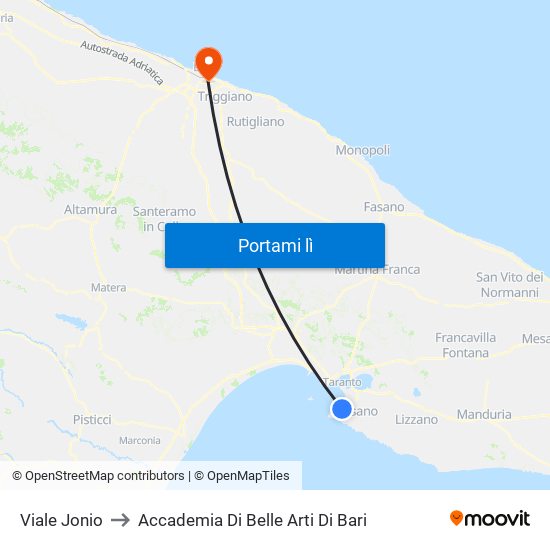 Viale Jonio to Accademia Di Belle Arti Di Bari map