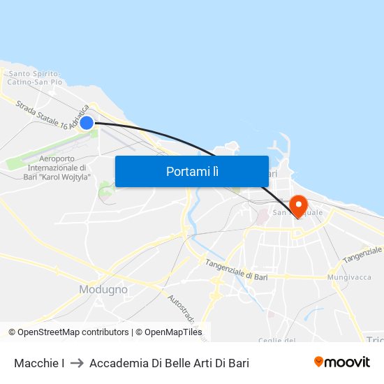 Macchie I to Accademia Di Belle Arti Di Bari map