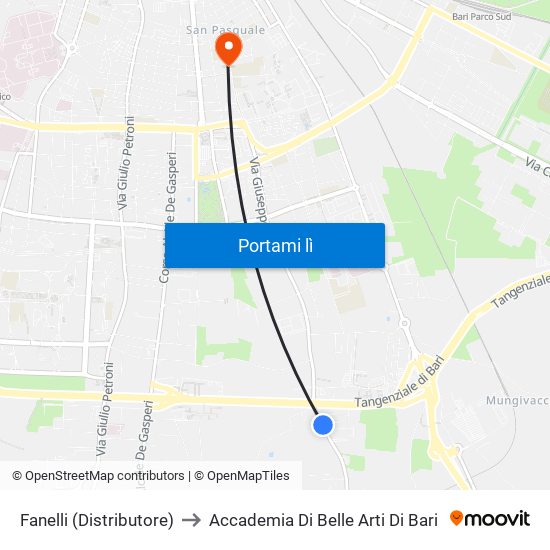 Fanelli (Distributore) to Accademia Di Belle Arti Di Bari map