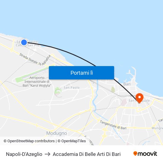 Napoli-D'Azeglio to Accademia Di Belle Arti Di Bari map