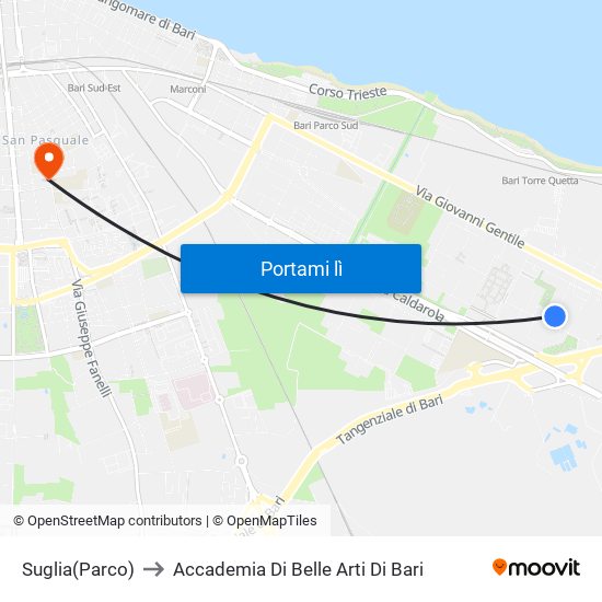 Suglia(Parco) to Accademia Di Belle Arti Di Bari map