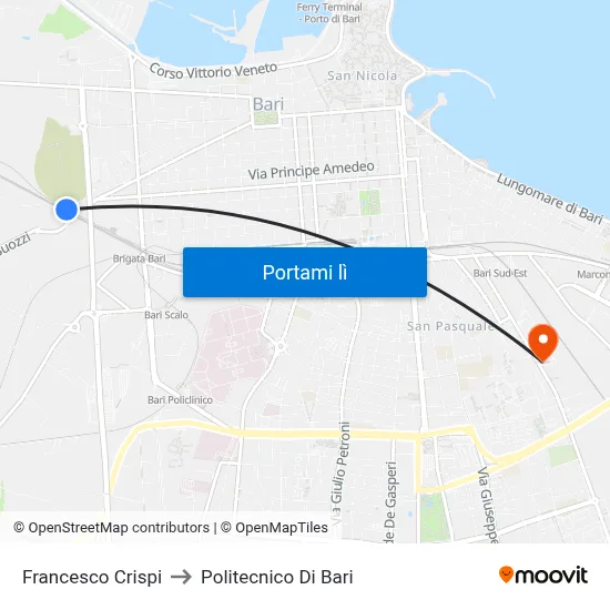 Francesco Crispi to Politecnico Di Bari map