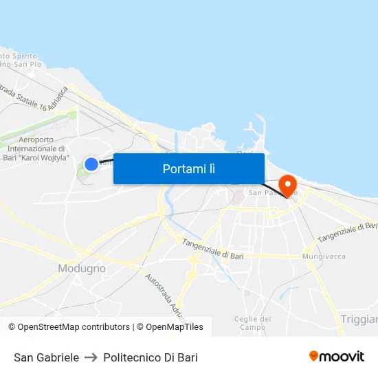 San Gabriele to Politecnico Di Bari map