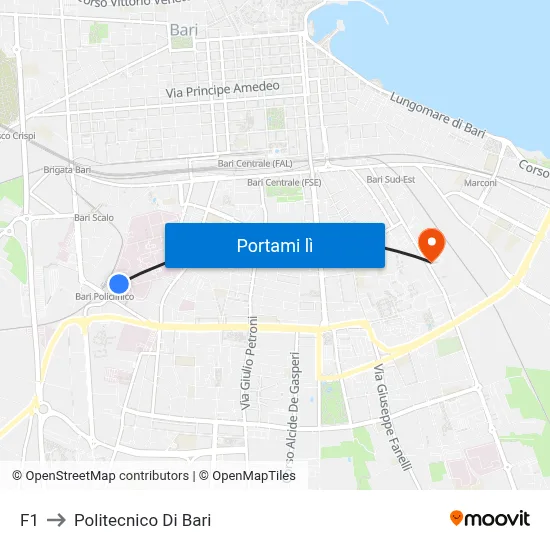 F1 to Politecnico Di Bari map