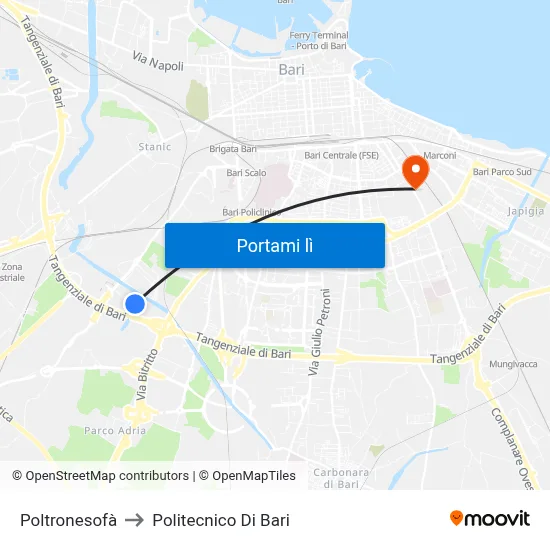 Poltronesofà to Politecnico Di Bari map