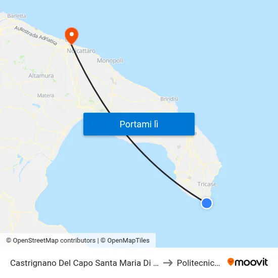 Castrignano Del Capo Santa Maria Di Leuca - Via Padova 4 to Politecnico Di Bari map