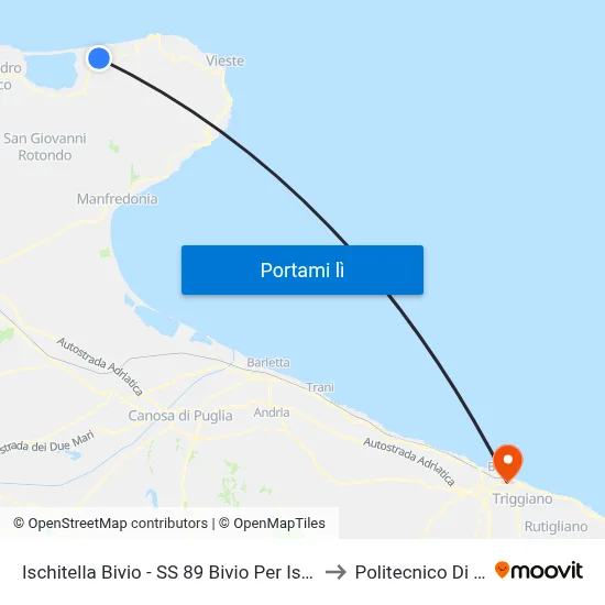 Ischitella Bivio - SS 89 Bivio Per Ischitella to Politecnico Di Bari map