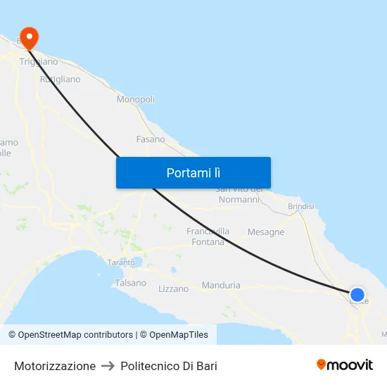 Motorizzazione to Politecnico Di Bari map