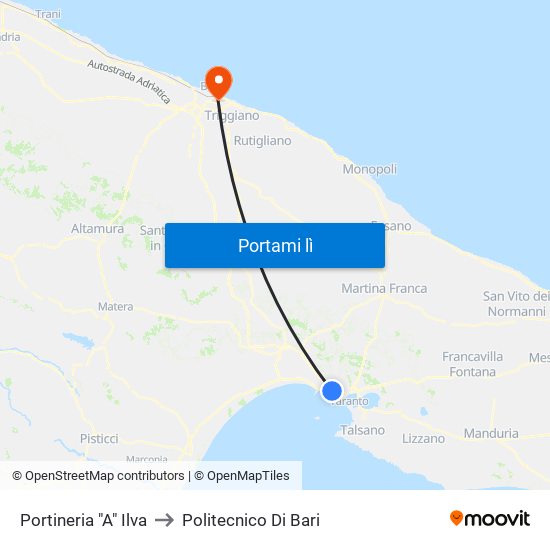 Portineria "A" Ilva to Politecnico Di Bari map