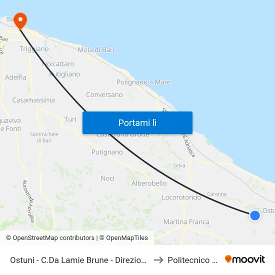 Sp17 - C.Da Lamie Brune - Direzione Ostuni to Politecnico Di Bari map