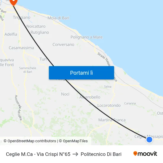 Sp581 -  S.Mich Cegl - C.Da Casamassima - Dir. Ceglie to Politecnico Di Bari map