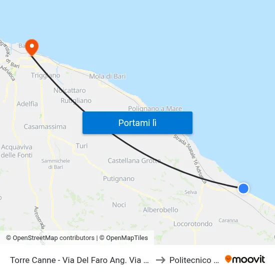 Torre Canne - Terme Dir Br to Politecnico Di Bari map