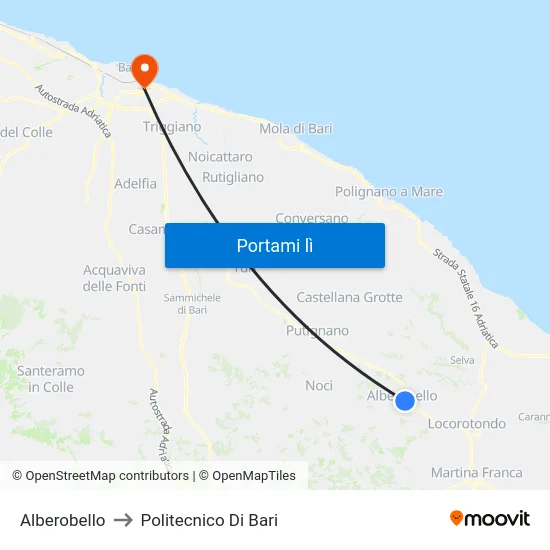 Alberobello to Politecnico Di Bari map