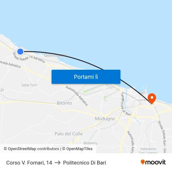 Corso V. Fornari, 14 to Politecnico Di Bari map