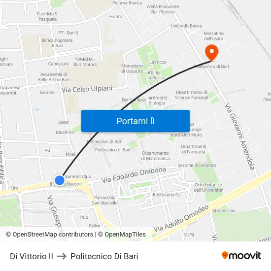 Di Vittorio II to Politecnico Di Bari map