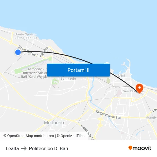 Lealtà to Politecnico Di Bari map