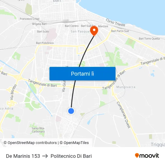 De Marinis 153 to Politecnico Di Bari map