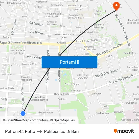 Petroni-C. Rotto to Politecnico Di Bari map
