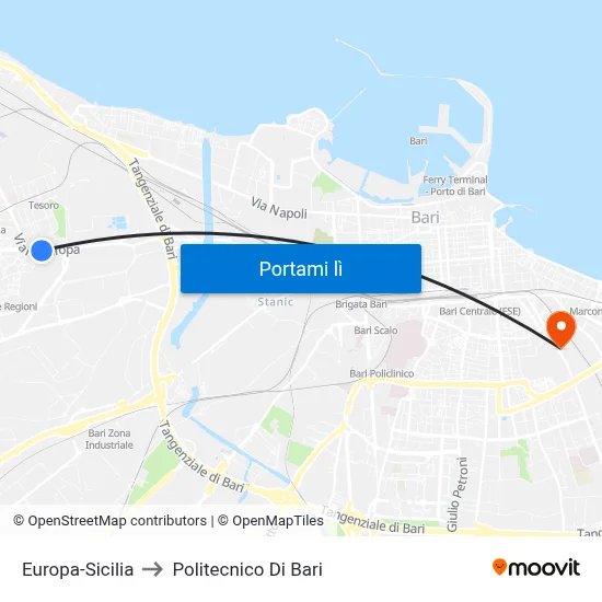 Europa-Sicilia to Politecnico Di Bari map