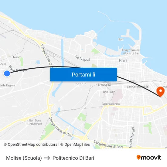 Molise (Scuola) to Politecnico Di Bari map