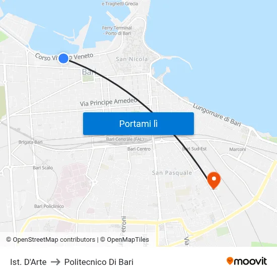Ist. D'Arte to Politecnico Di Bari map